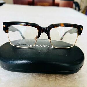 DSquared2DQ5231 Black/Brown Tortoise plastic & metal Eyeglasses Frame with case
